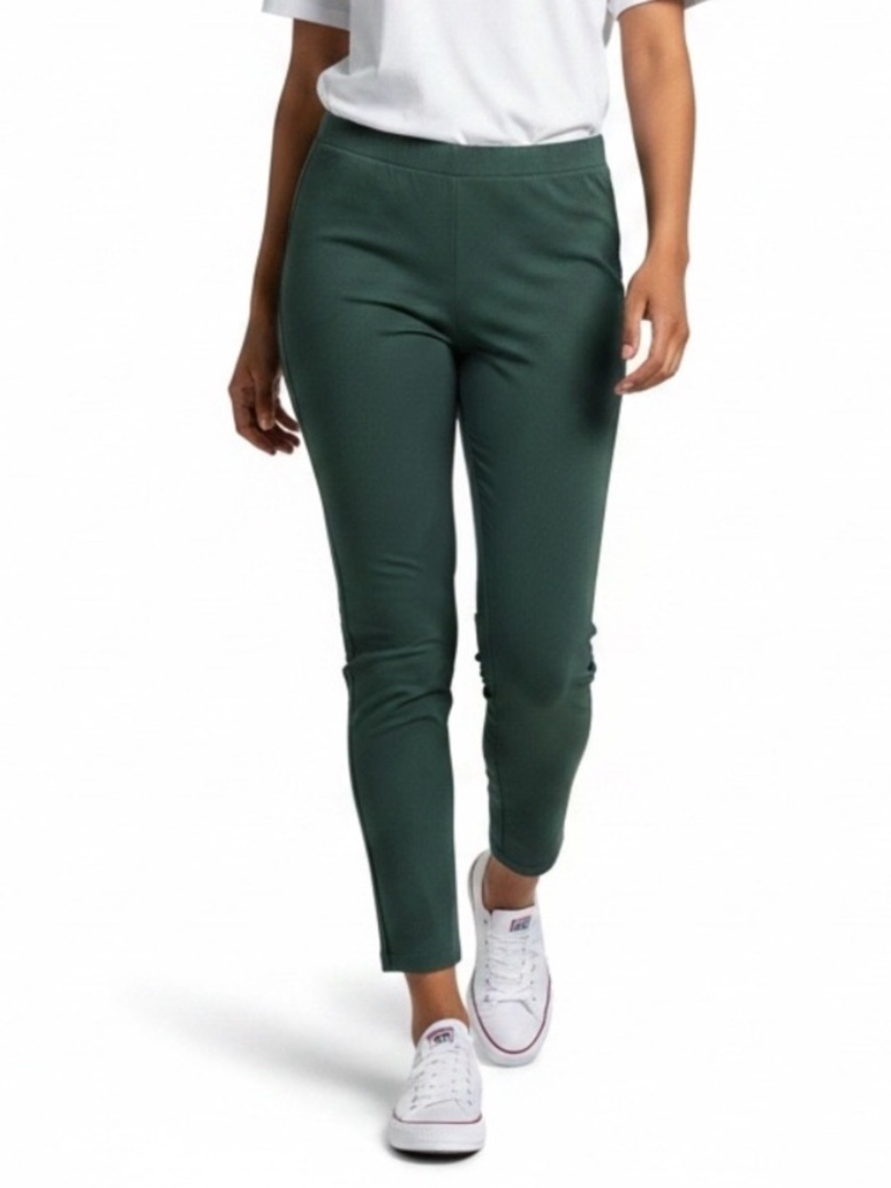 Eileen Fisher Emerald Dark Green Pull On Pants Size Medium Casual Classic Office